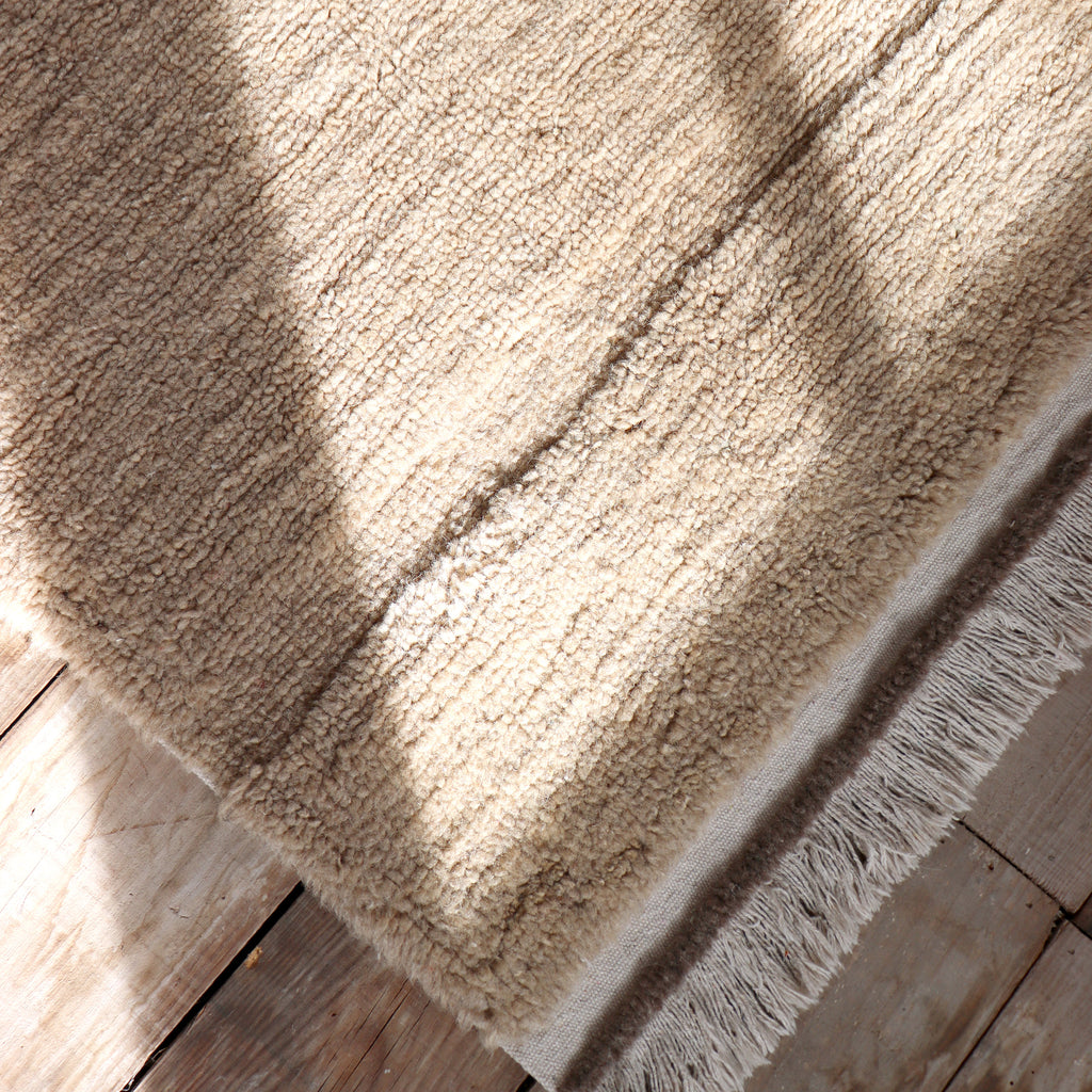 Tapis laine frange Beige
