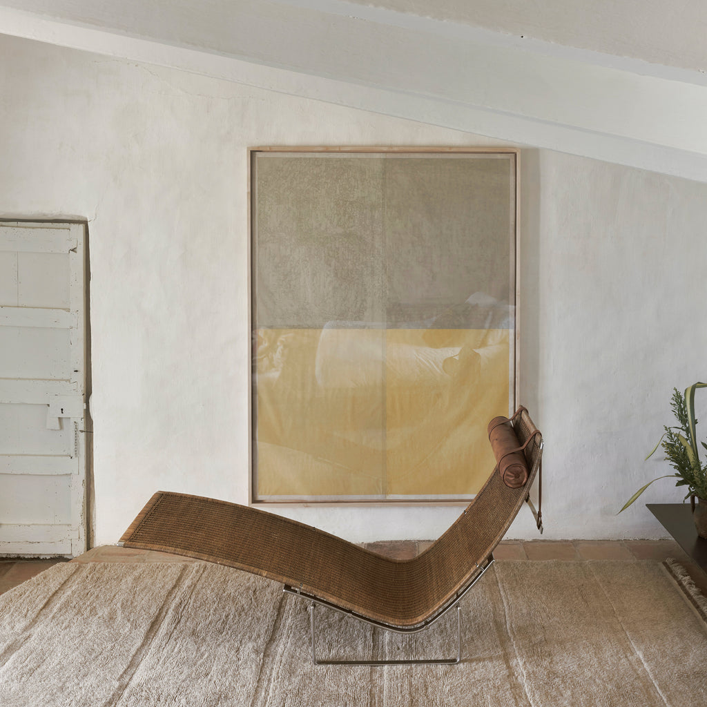 Tapis laine frange Beige