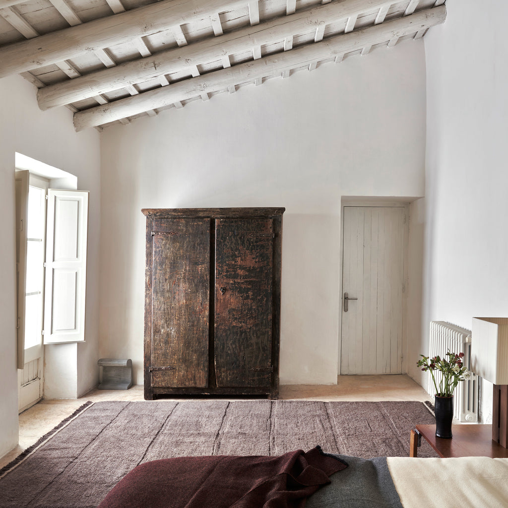 Tapis laine frange Marron