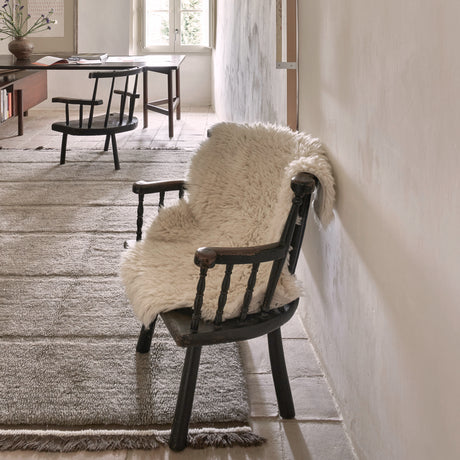 Tapis laine frange Gris
