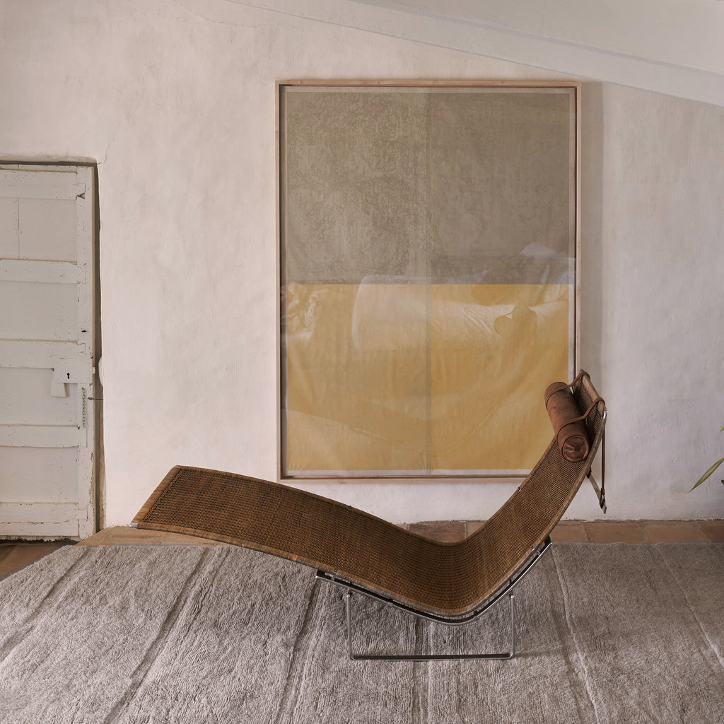 Tapis laine frange Gris