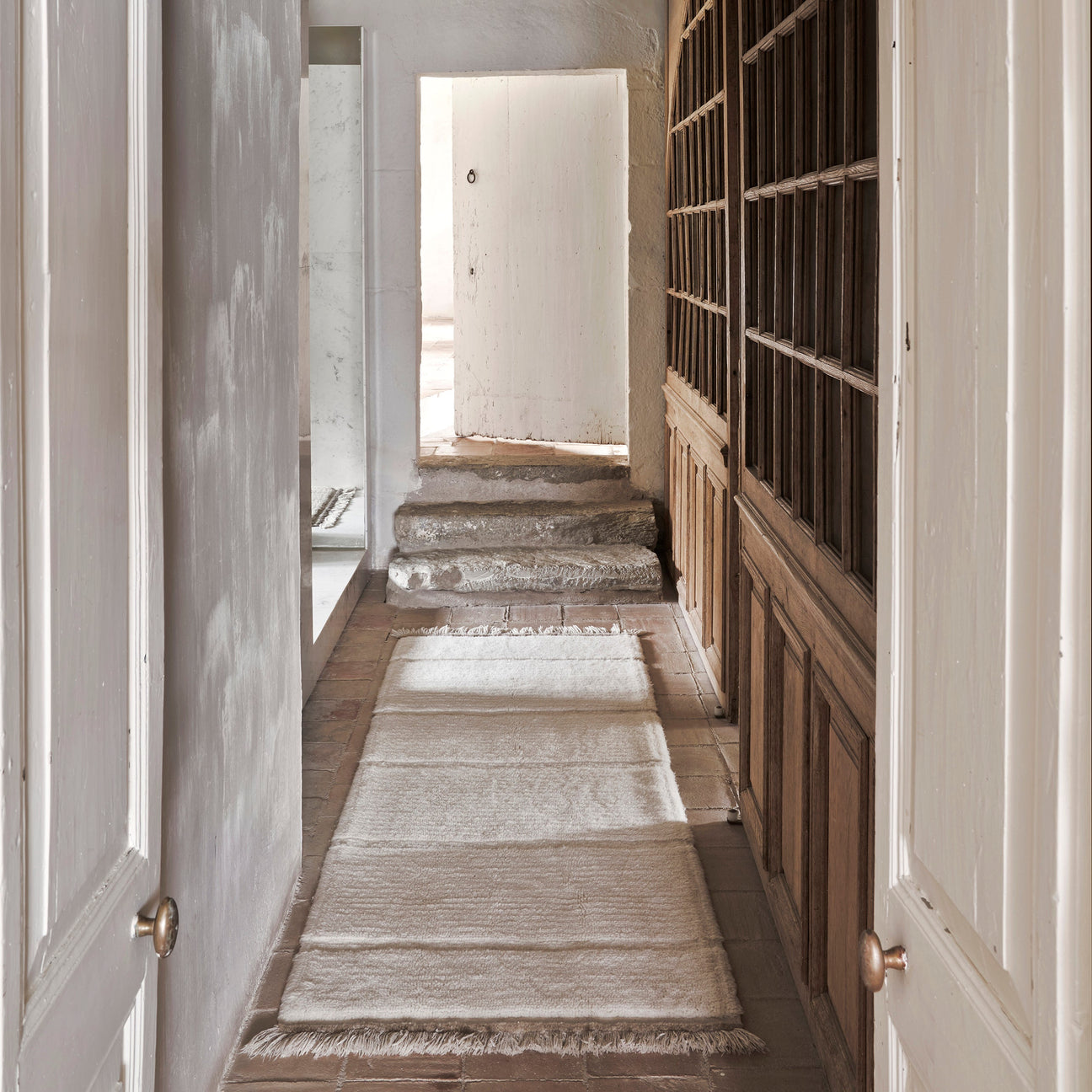 Tapis en laine couloir Crème