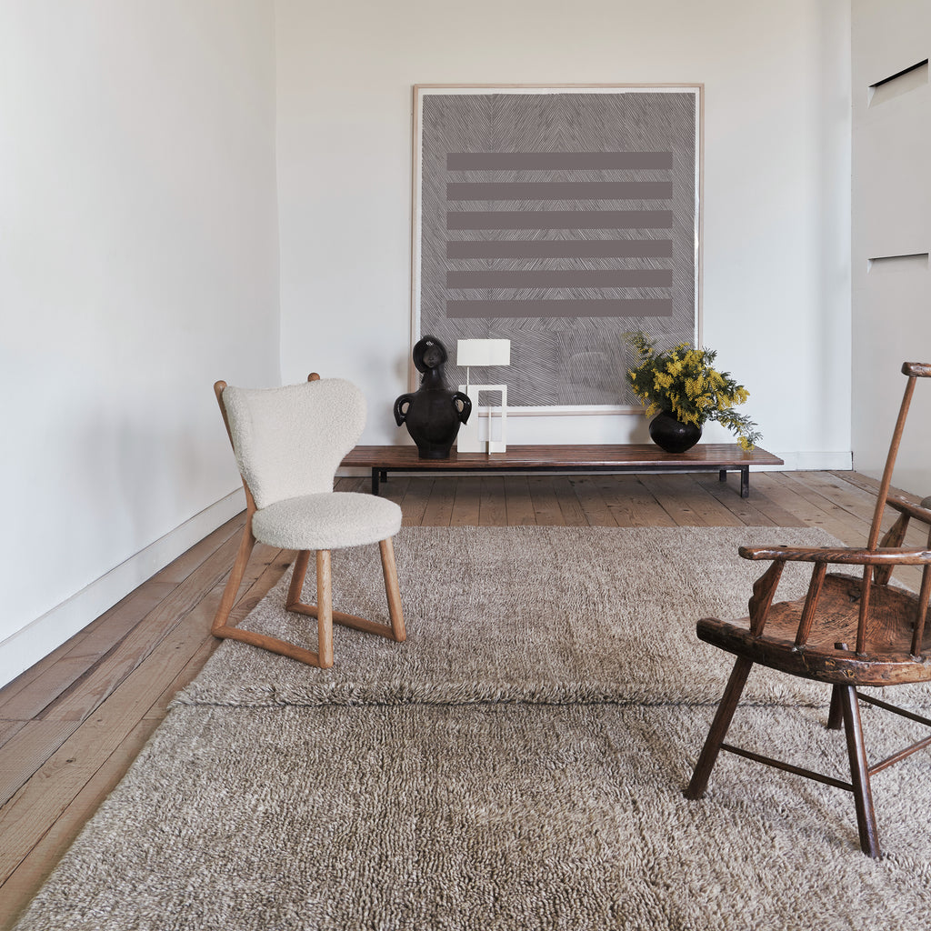 Tapis en laine Ligne Gris/ Beige