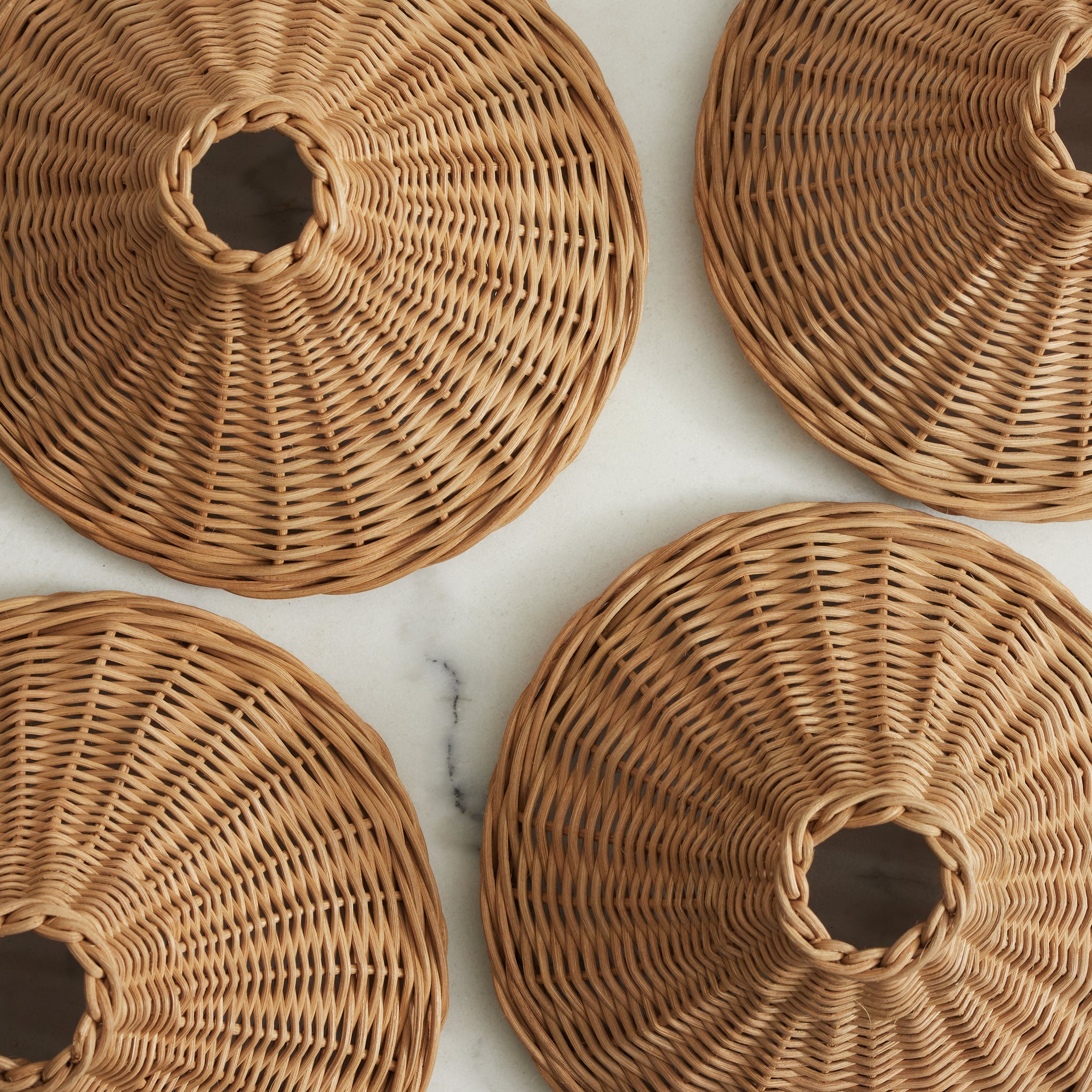 Lot De 3 Abats Jours IKAL En Rotin Tissé Main En Forme De Chapeaux