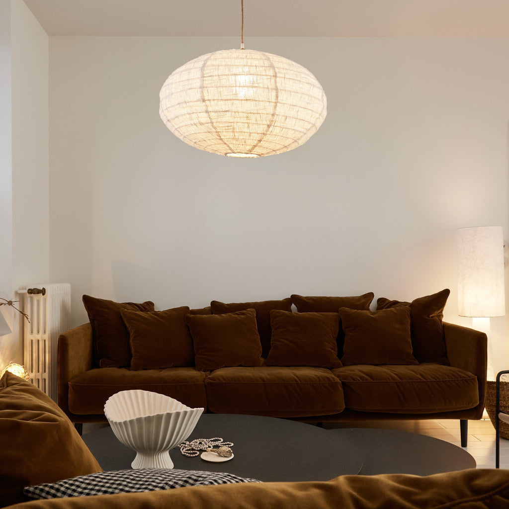 Abat-jour tissu blanc Ovale