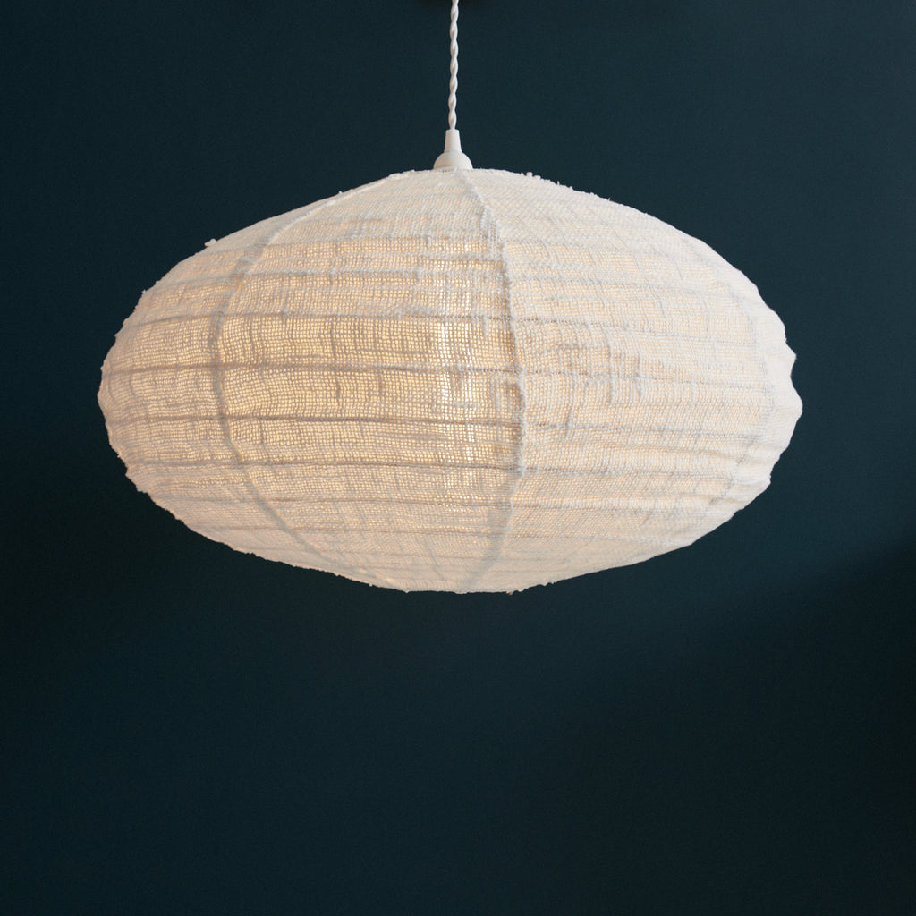 Abat-jour tissu blanc Ovale