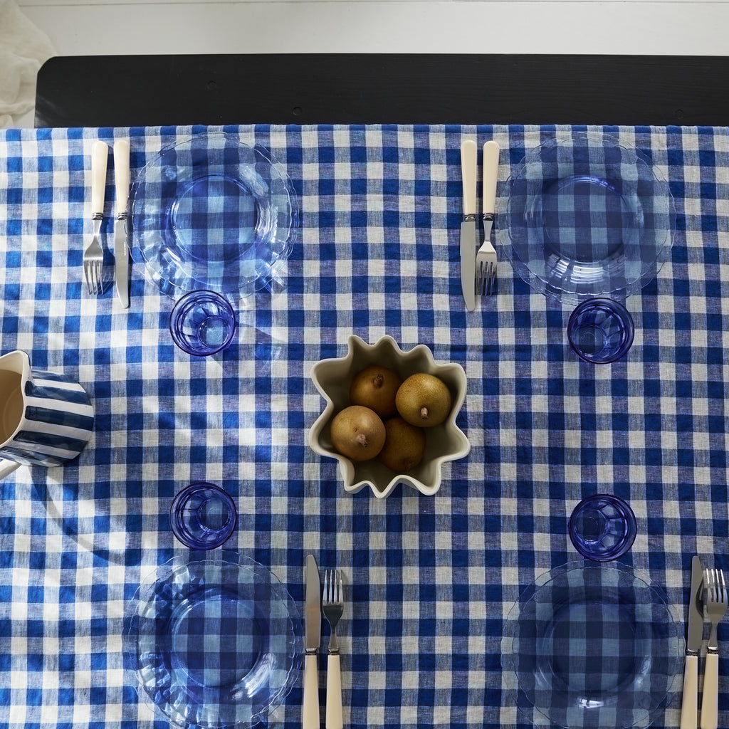 Nappe à carreaux bleus