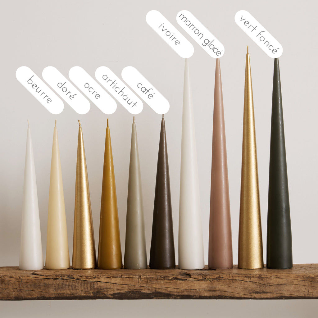 Bougies coniques colorées