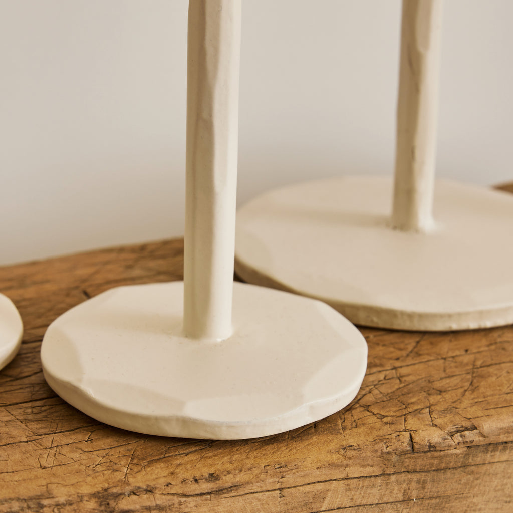 Bougeoir martelé crème