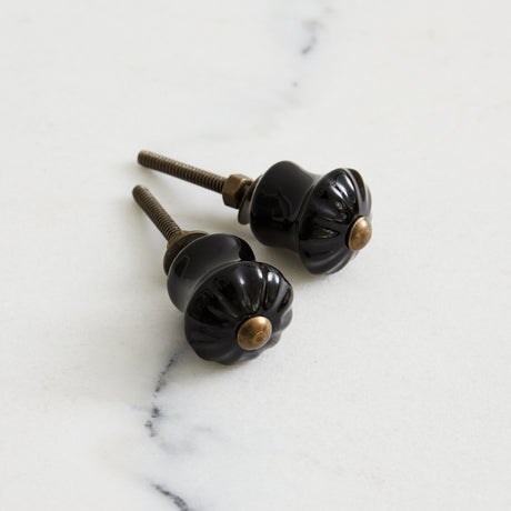 Lot de 2 Boutons-poignées en porcelaine Noir
