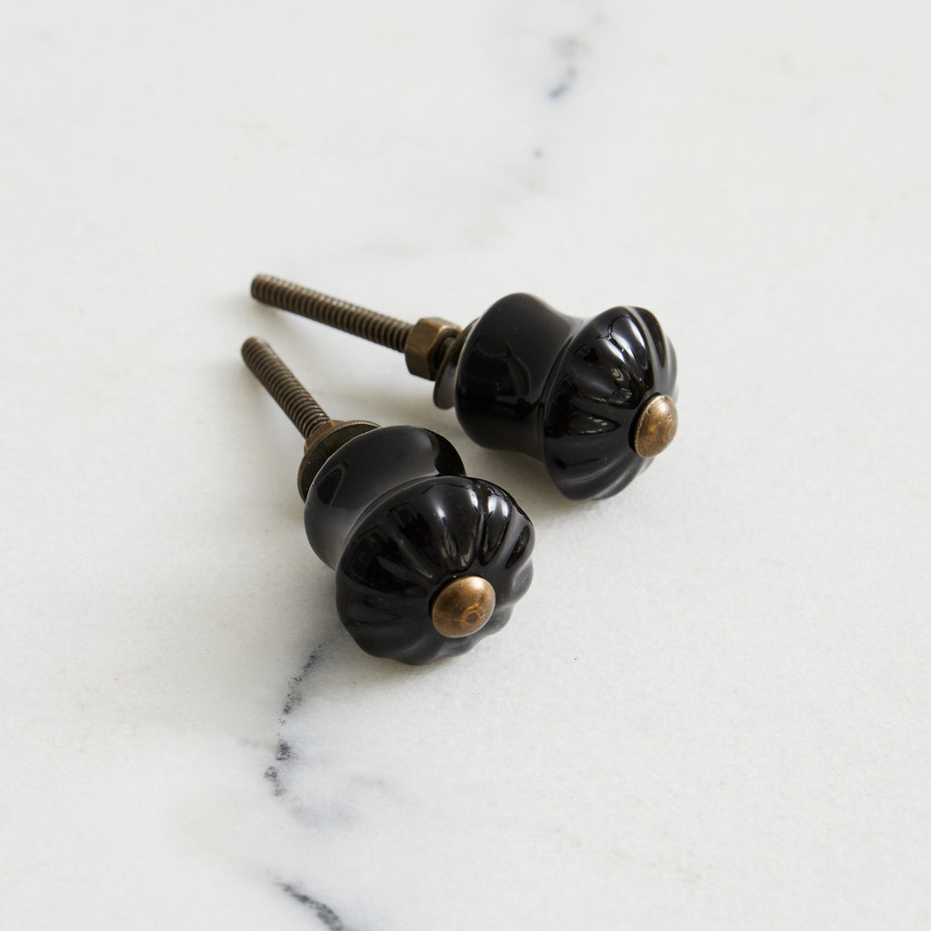 Lot de 2 Boutons-poignées en porcelaine Noir