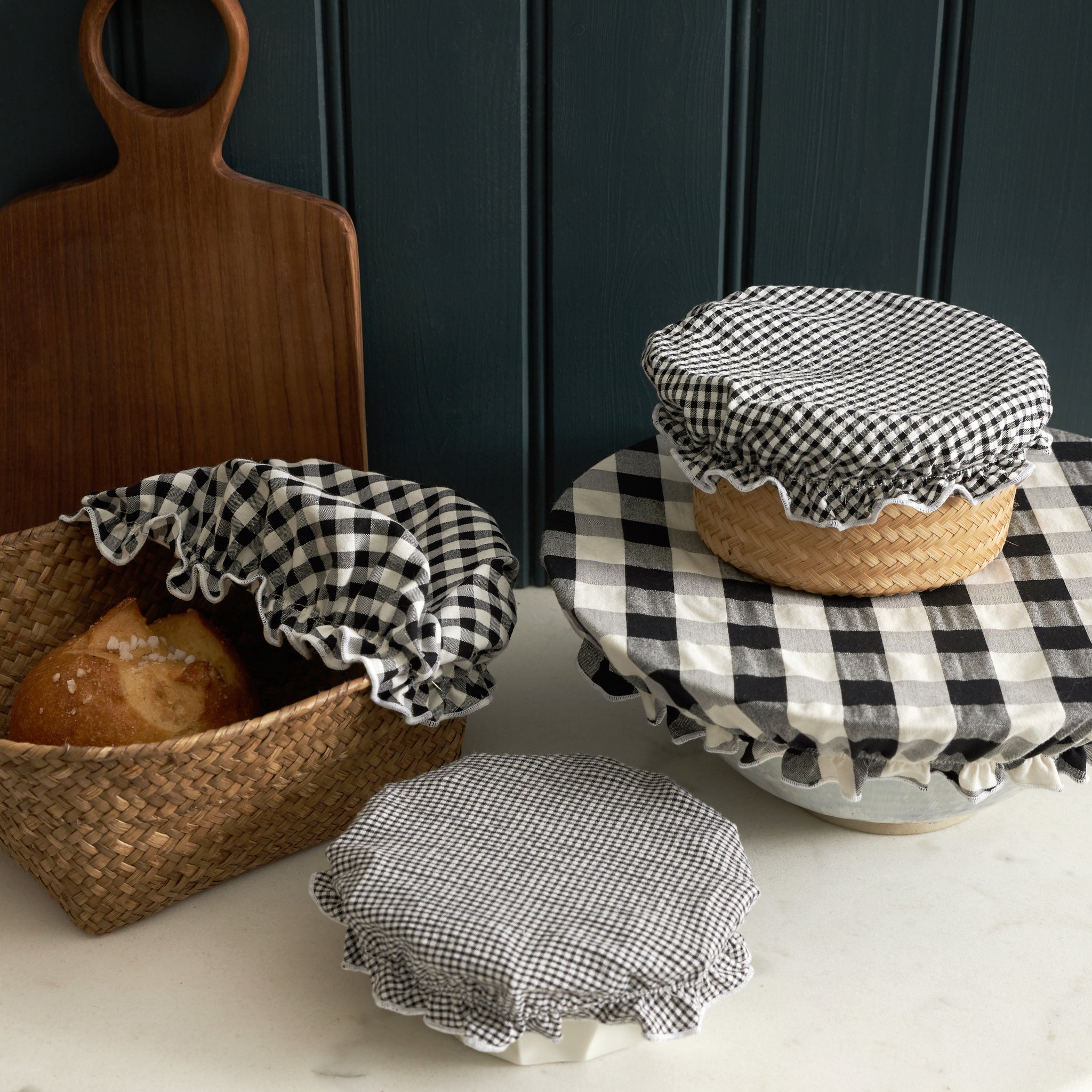 Couvre-plats Wenko Vichy - Lot De 12 Charlottes élastiques - 5 Tailles - Écologique Et Réutilisable