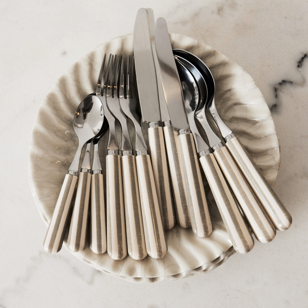 Set de 24 couverts rayé chanvre