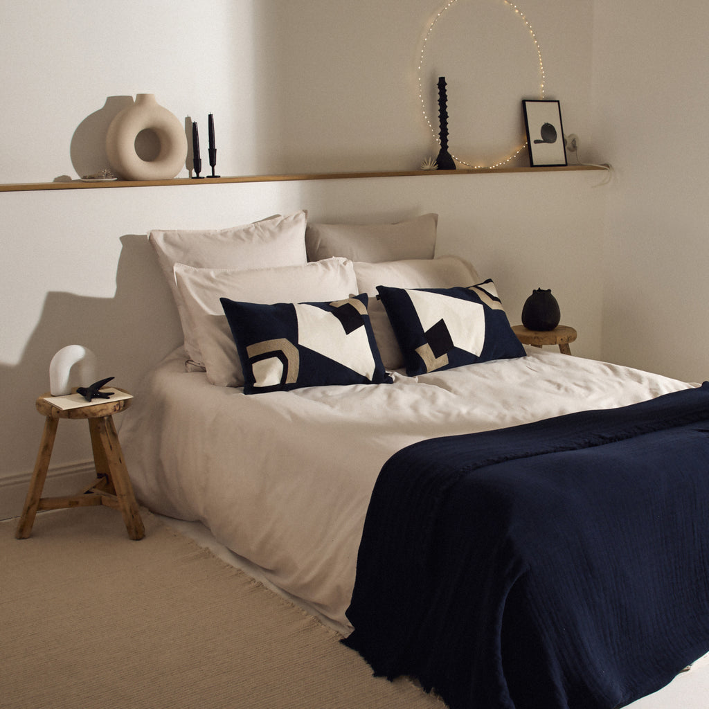 Plaid en coton Bleu nuit