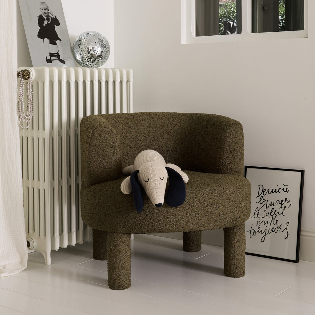 Fauteuil bouclette kaki