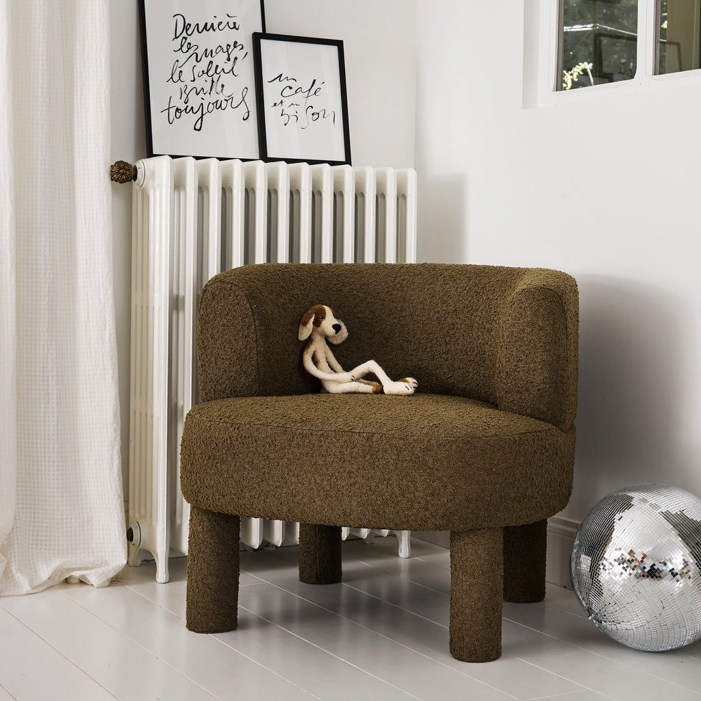 Fauteuil bouclette kaki