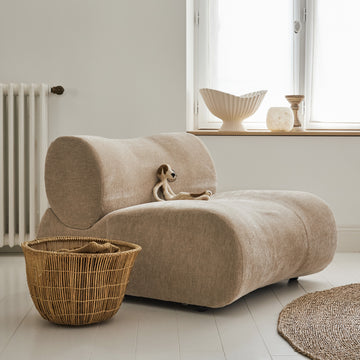 Fauteuil velours écru