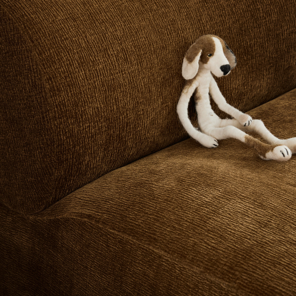 Fauteuil velours marron