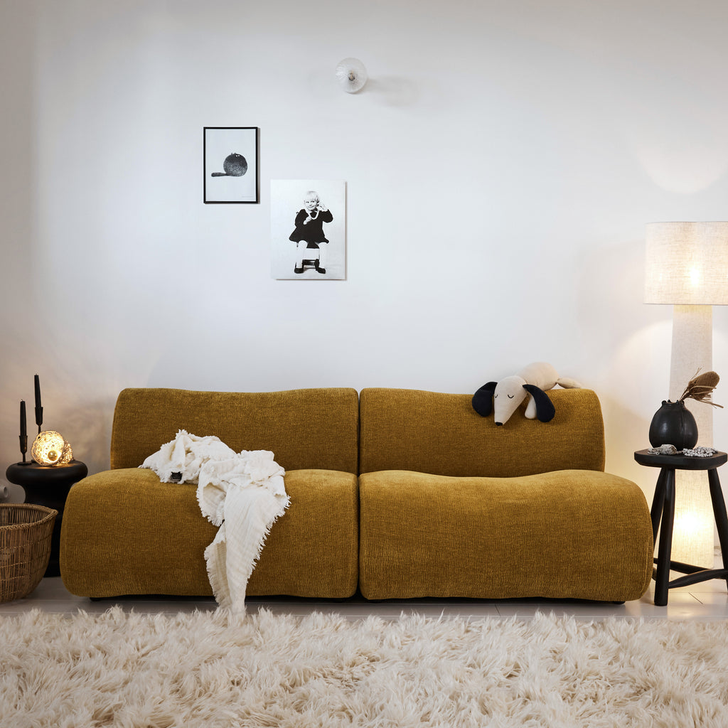 Fauteuil velours Ocre