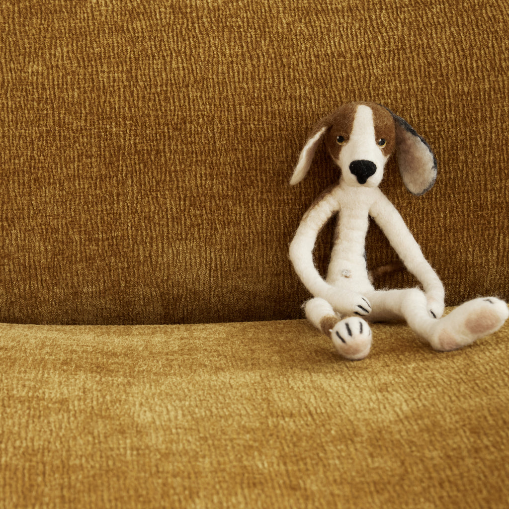 Fauteuil velours Ocre