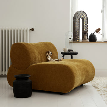 Fauteuil velours Ocre