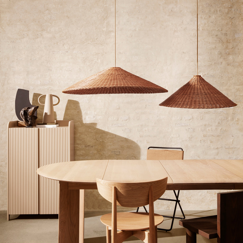 Abat-jour conique en rotin