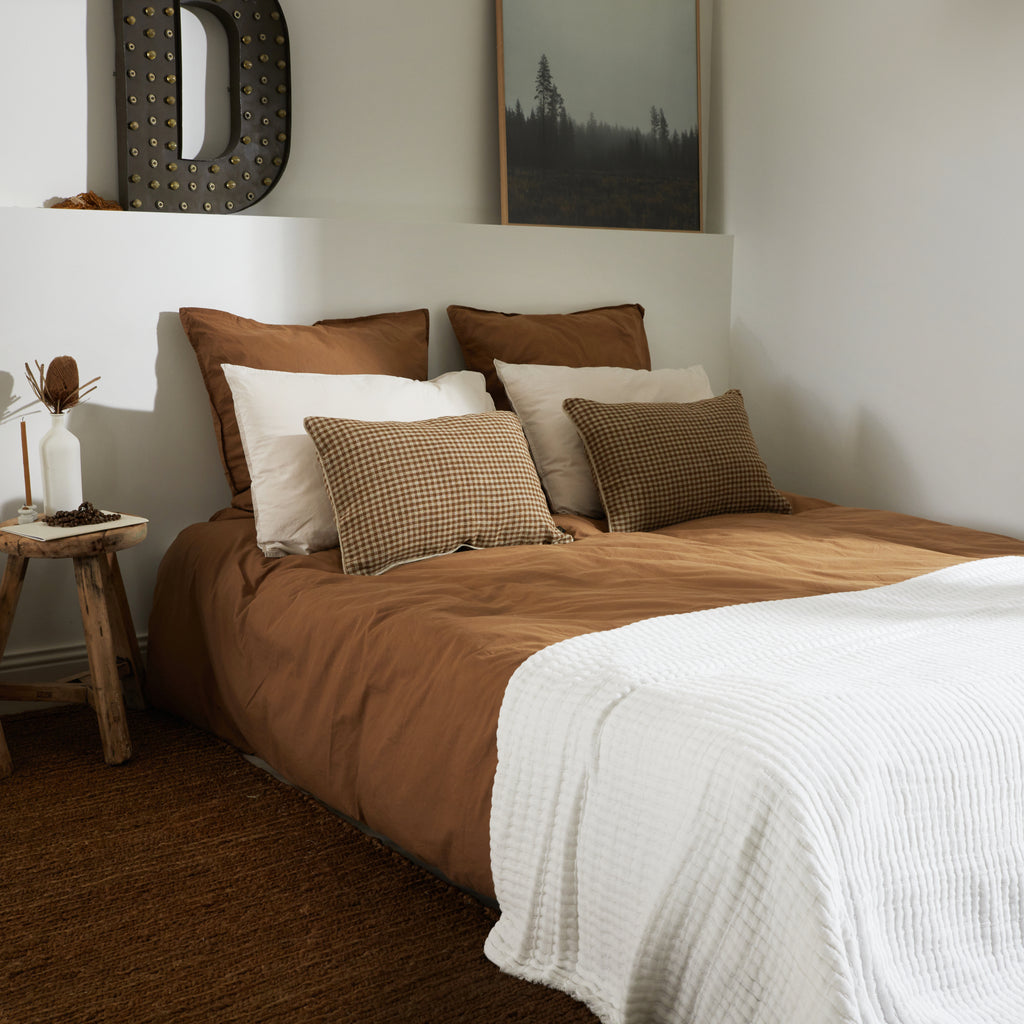 Linge de lit en coton terracotta