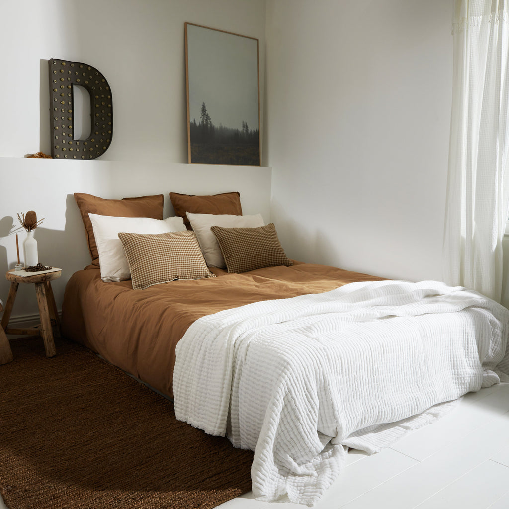 Plaid en coton brodé