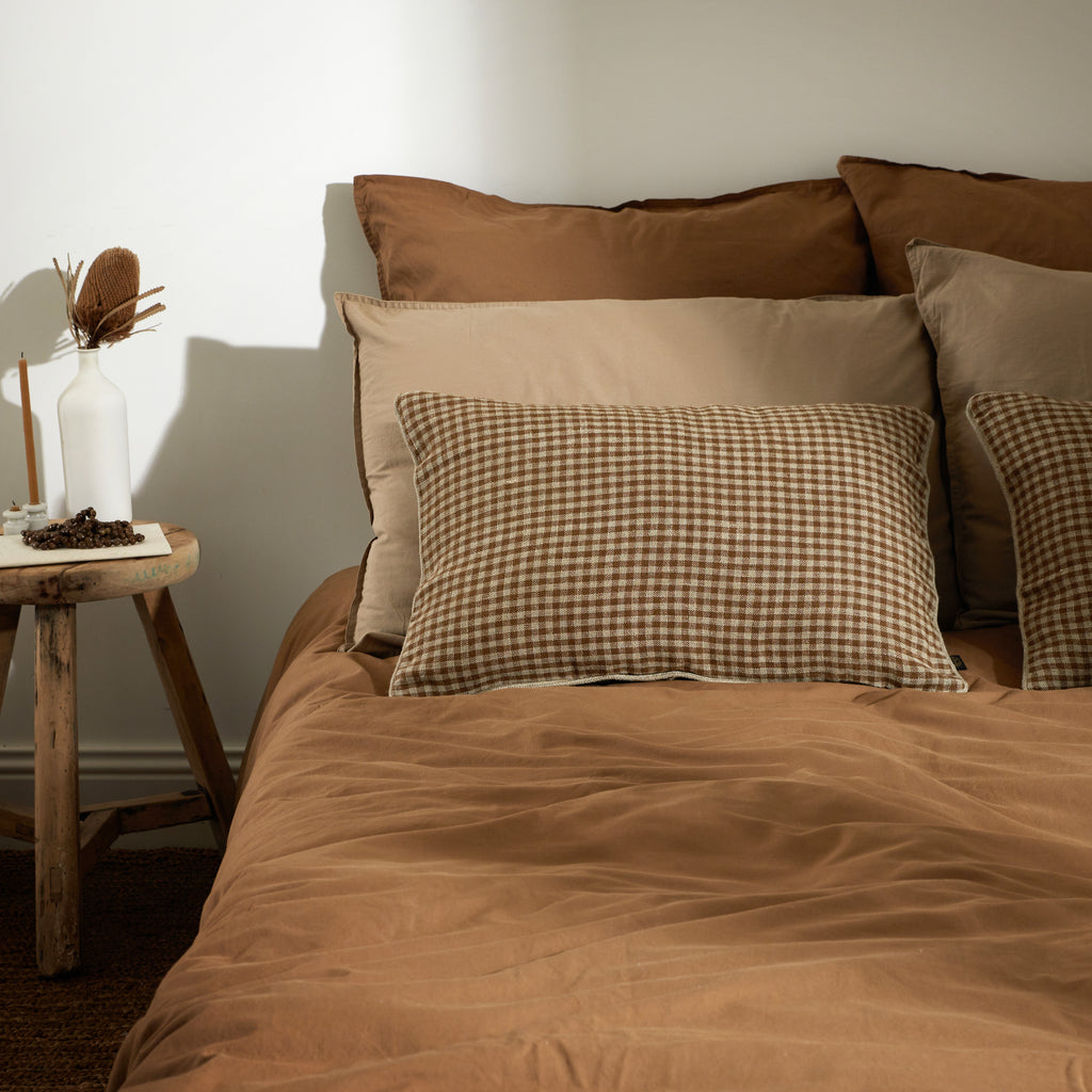 Linge de lit en coton terracotta