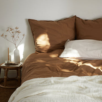 Linge de lit en coton terracotta