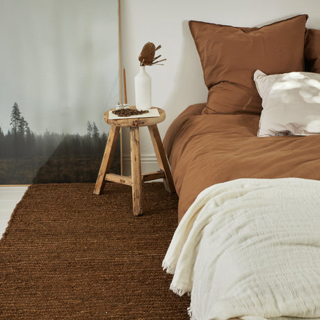 Long tapis tressé en chanvre Café