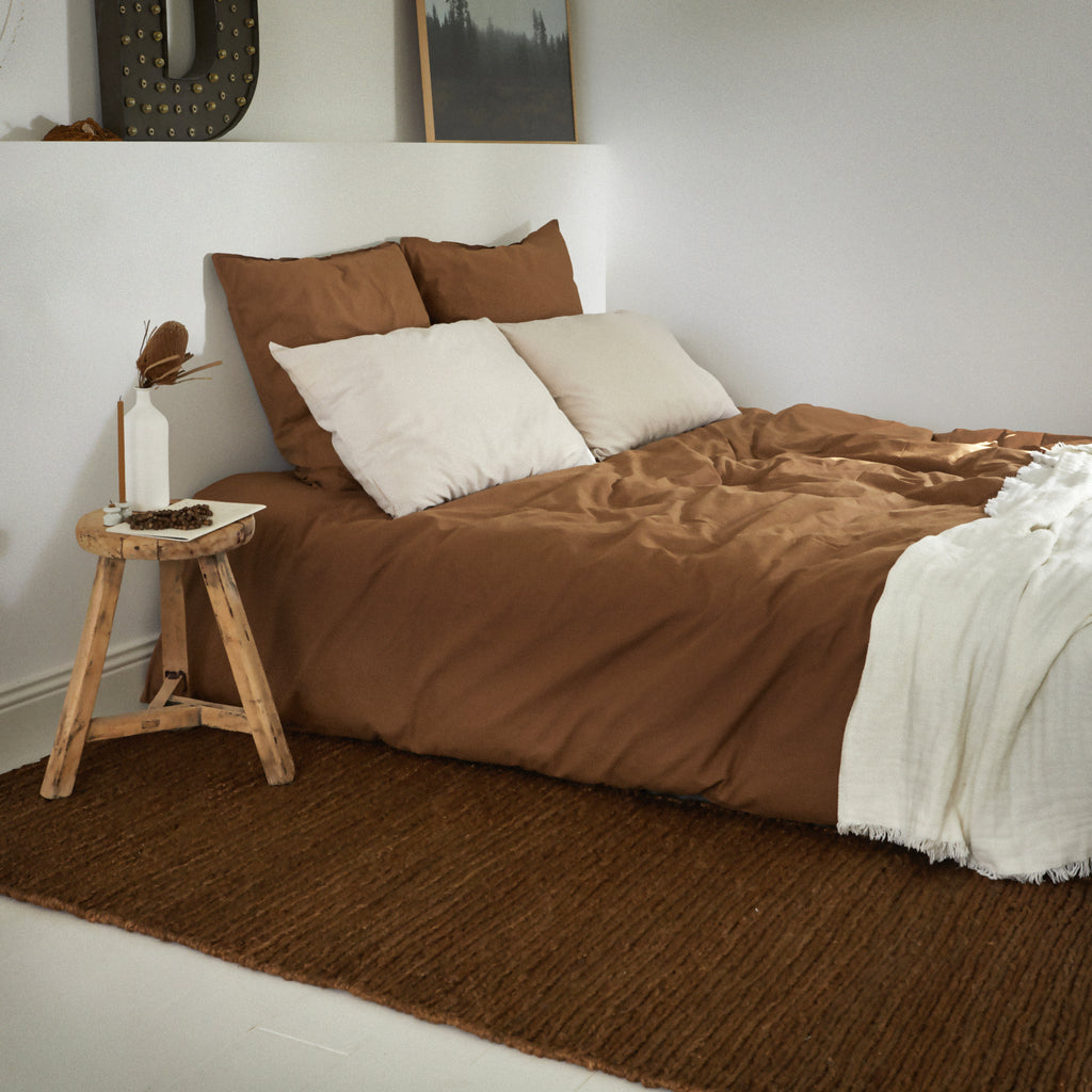 Long tapis tressé en chanvre Café