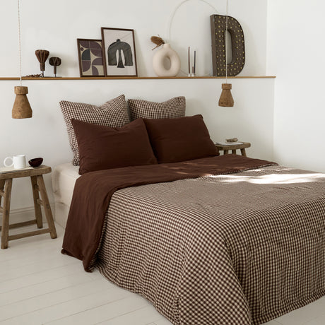 Linge de lit Vichy Chocolat