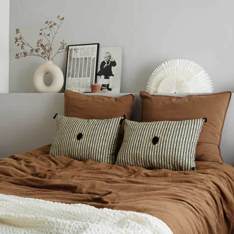 Linge de lit en coton lavé Tabac