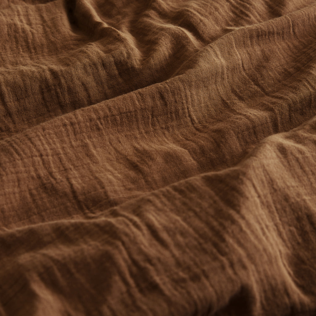 Linge de lit en coton lavé Tabac