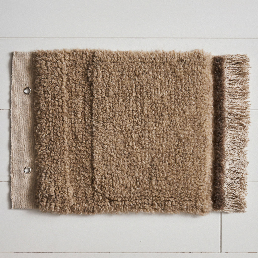 Tapis laine frange Beige