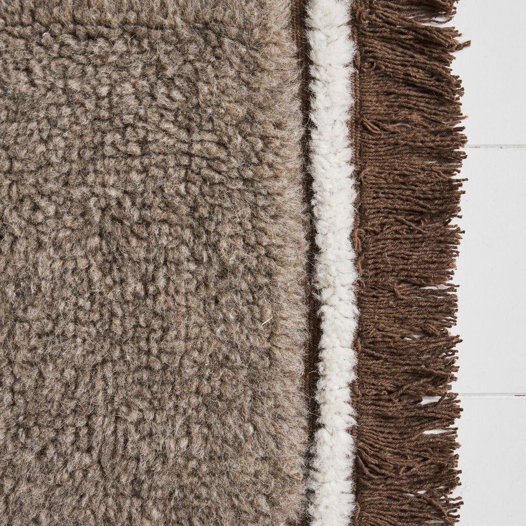 Tapis laine frange Gris
