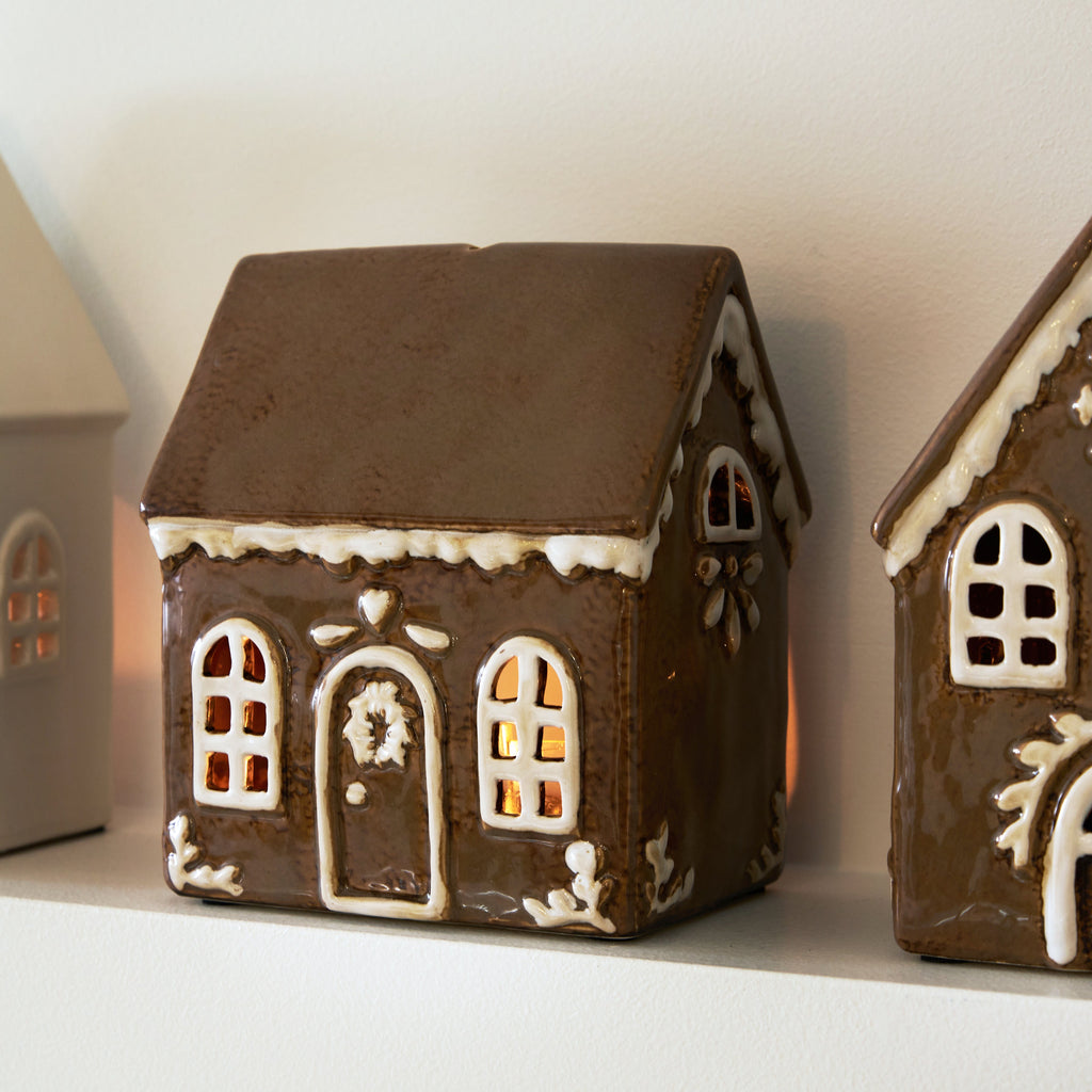 Maison photophore en céramique 'Pain d'épice'