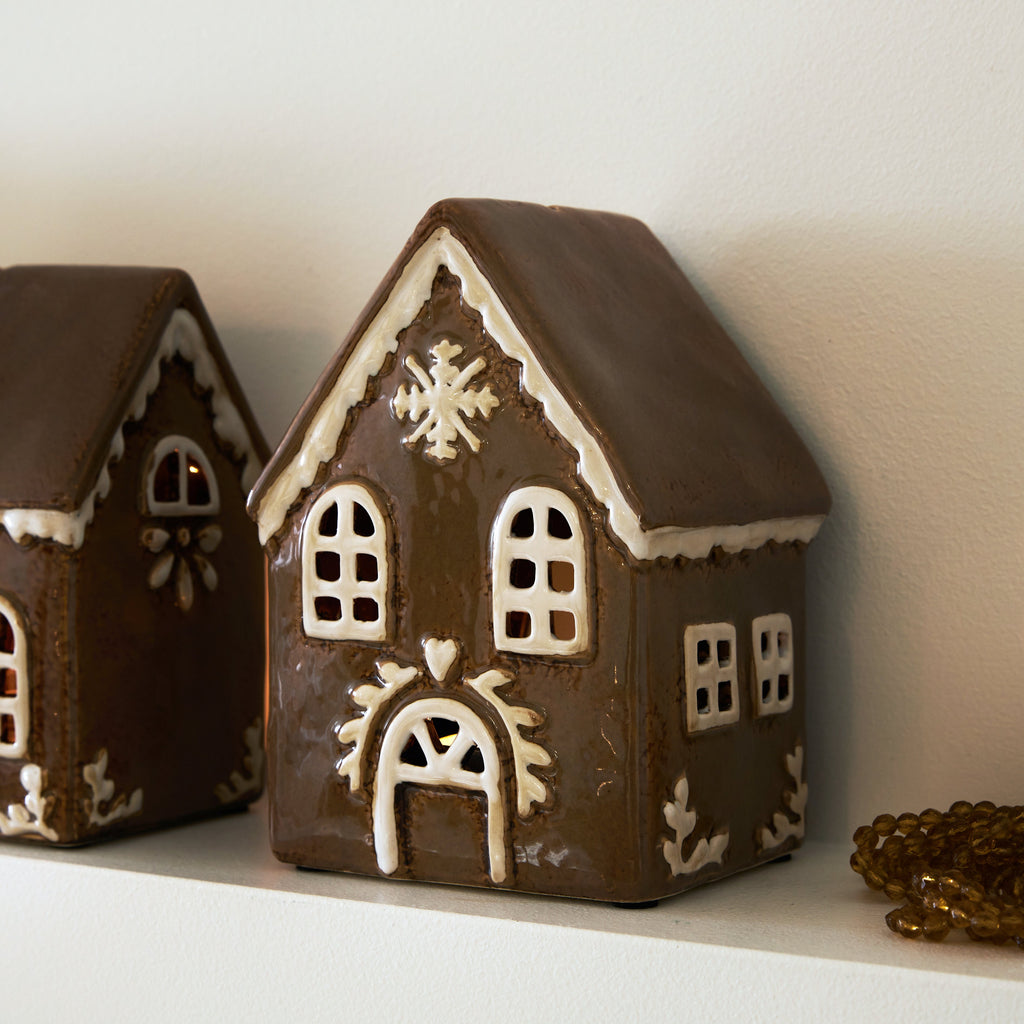 Maison photophore en céramique 'Pain d'épice'