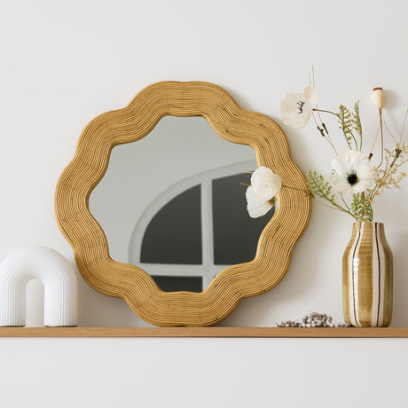 Miroir en rotin ondulé