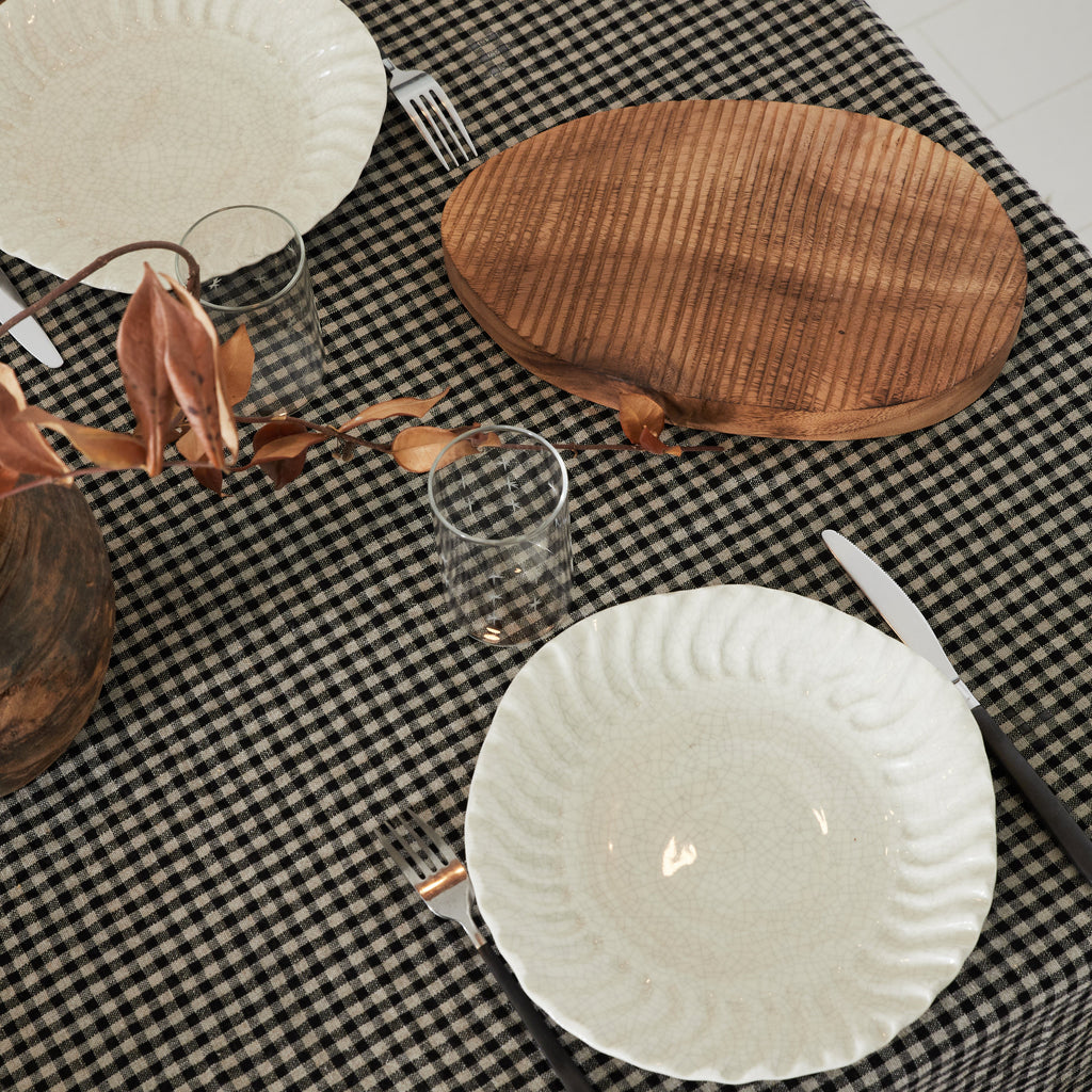 Nappe vichy noir en lin lavé