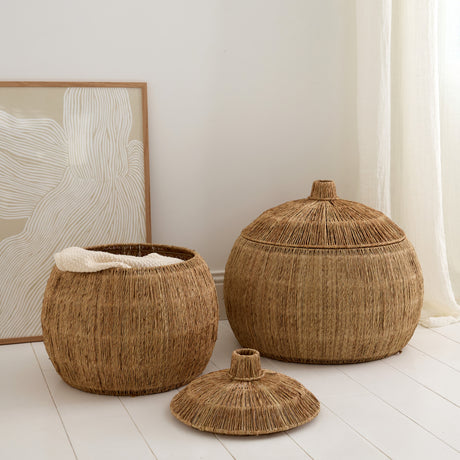 Panier boule en jute