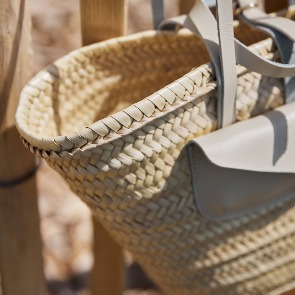 Panier tressé pochette crème