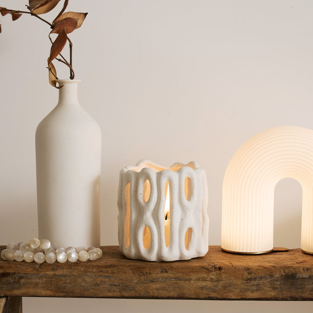 Photophore ajouré en grés