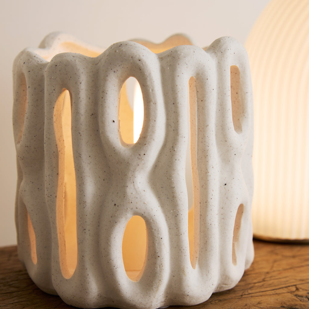 Photophore ajouré en grés