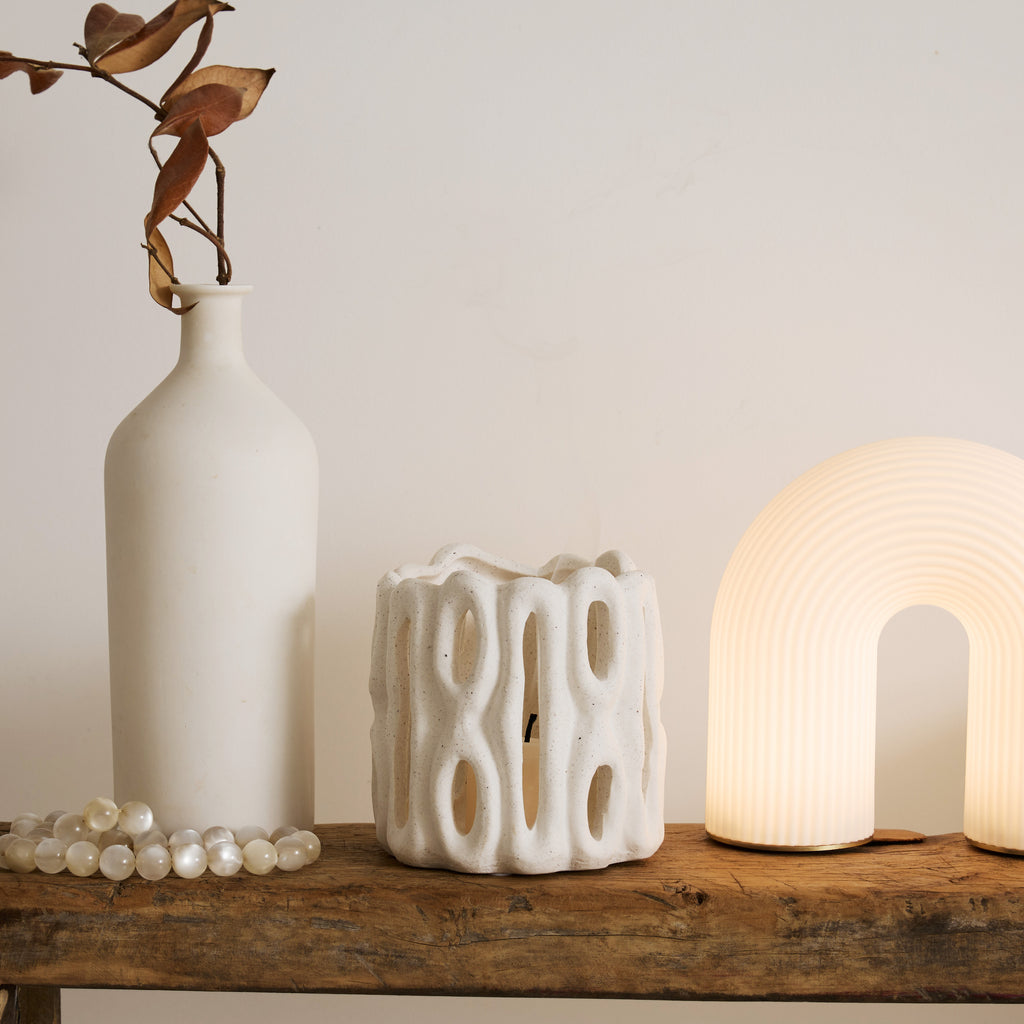 Photophore ajouré en grés