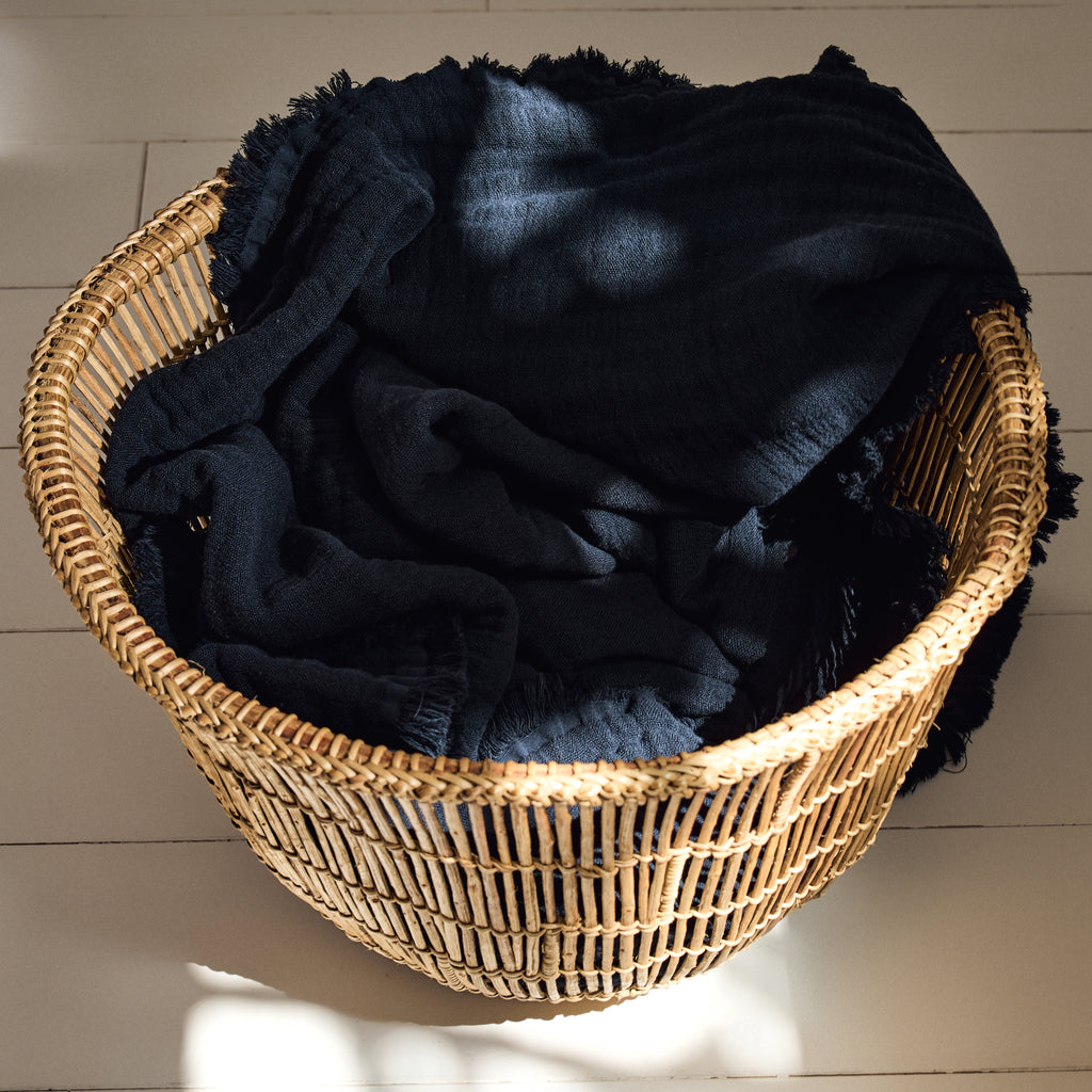 Plaid en coton Bleu nuit