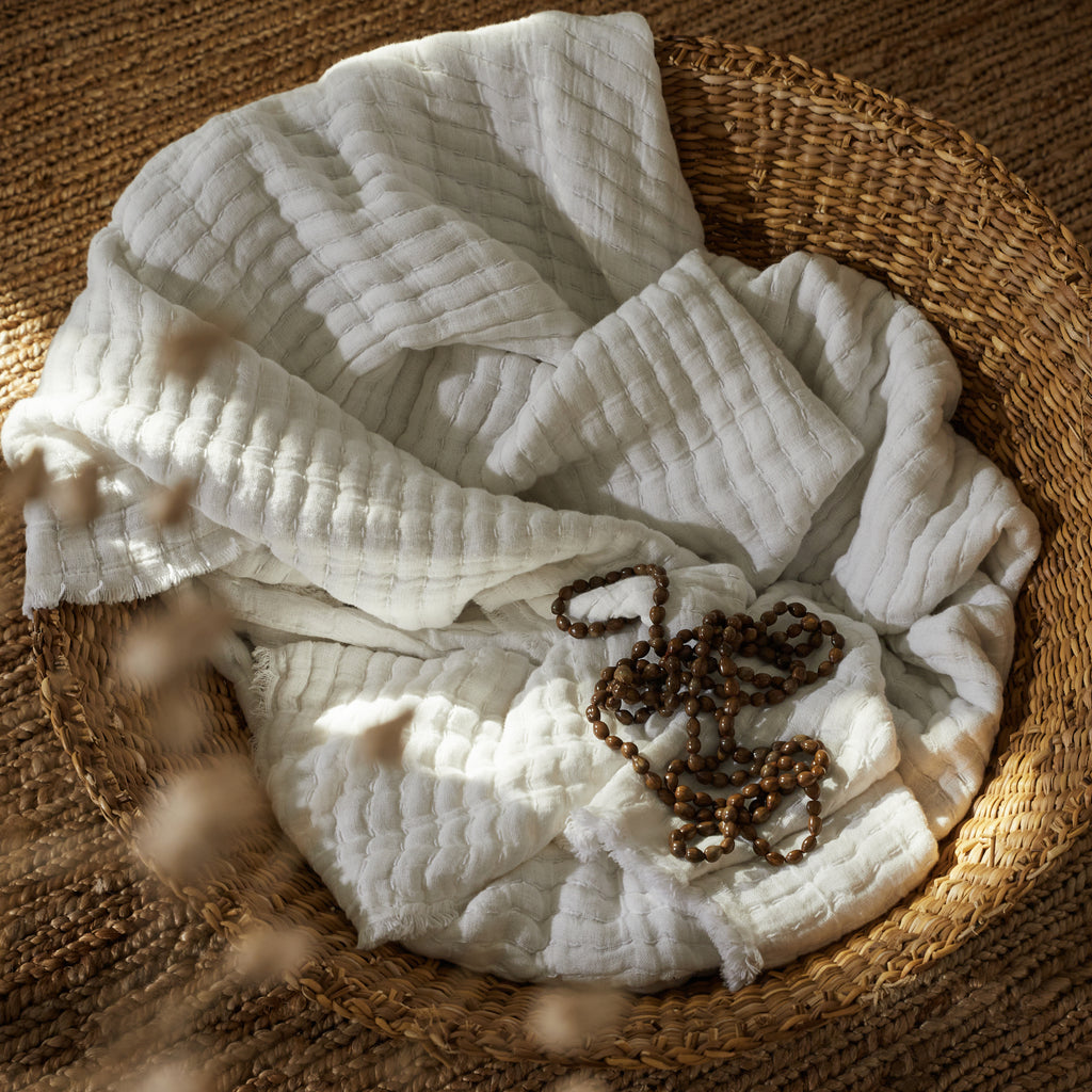 Plaid en coton brodé