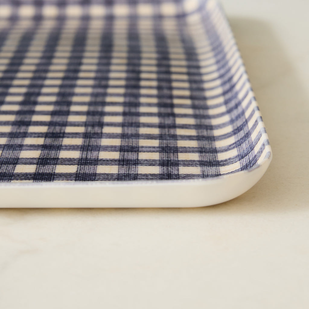 Plateau à carreaux Bleus