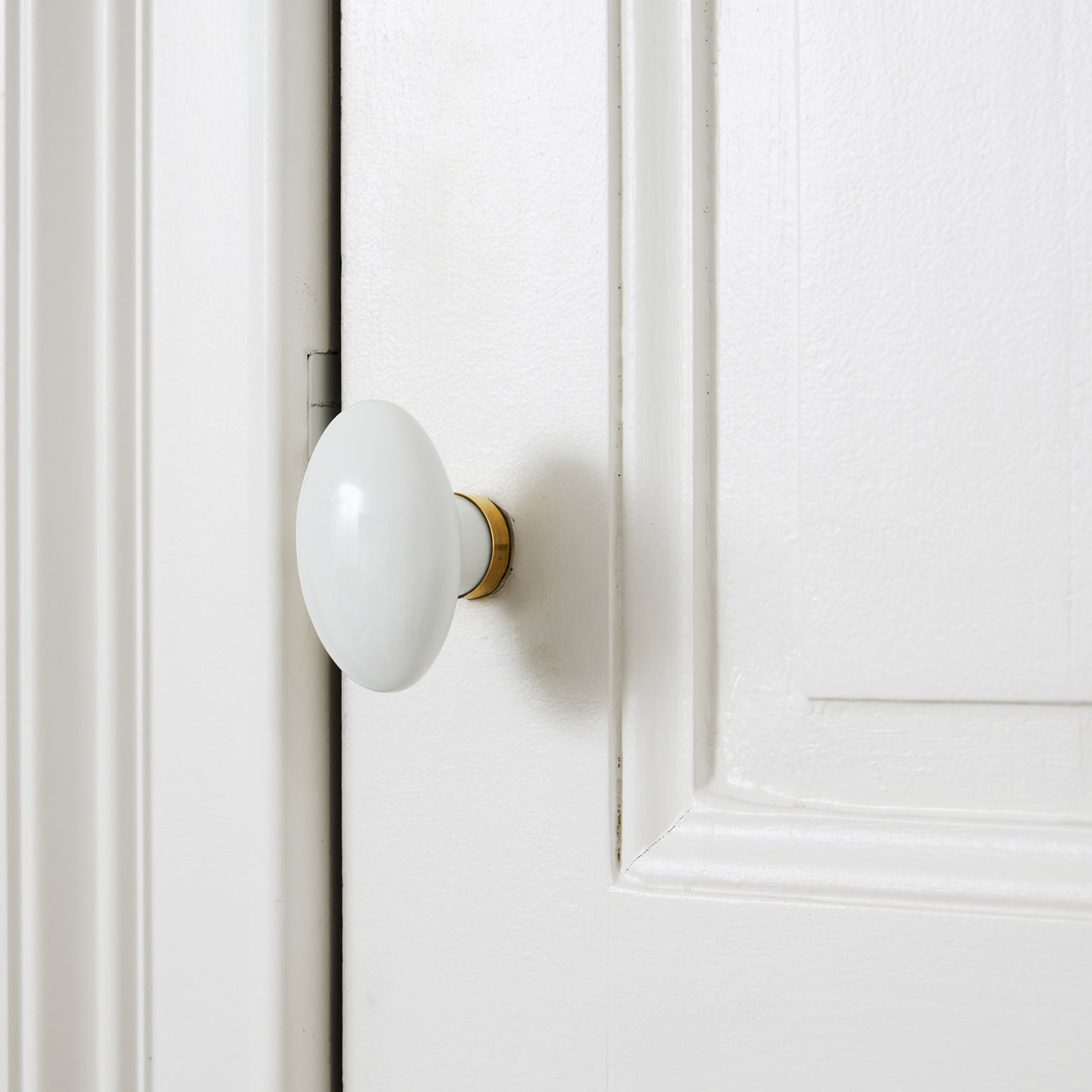 Lot de 2 poignées de porte ovales en porcelaine